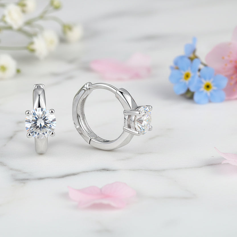 American Luxury 1 Carat Moissanite Diamond Earrings set in 925 Sterling Silver (GRA)