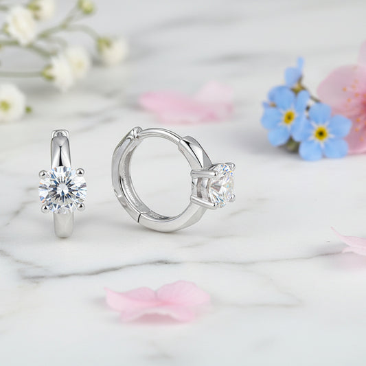 Italian Inspired Luxury 1 Carat Moissanite Diamond Earrings set in 18K White Gold Plated 925 Silver (GRA)
