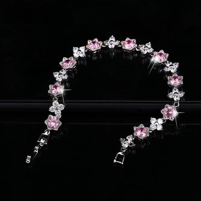 European Stars and Flowers Inlaid Natural Zircon Gemstone Bracelet set in Platinum Plating Capella Jewellery