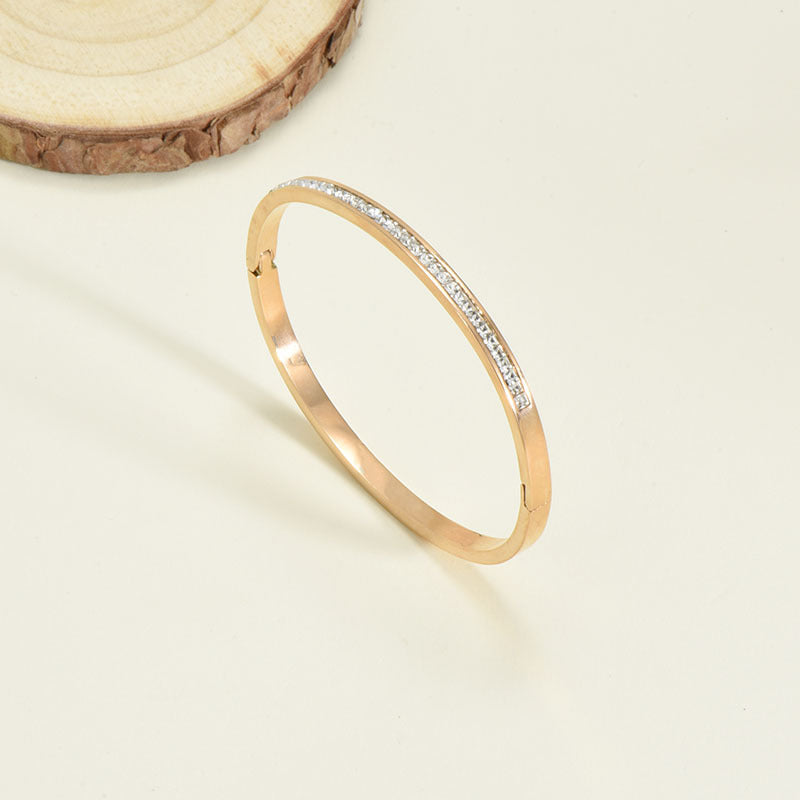 18K Gold Plated Bracelet with Diamond in Beautiful Geometric Korean Style