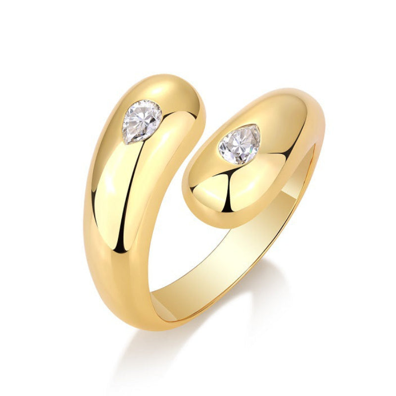 Elegant French Design 0.6 Carat Moissanite Diamond Ring set in 18K Gold Plated 925 Silver (GRA)
