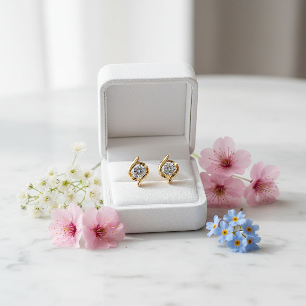 French Design Luxury 0.5 Carat Moissanite Diamond Earrings set in 18K Gold 925 Silver (GRA)