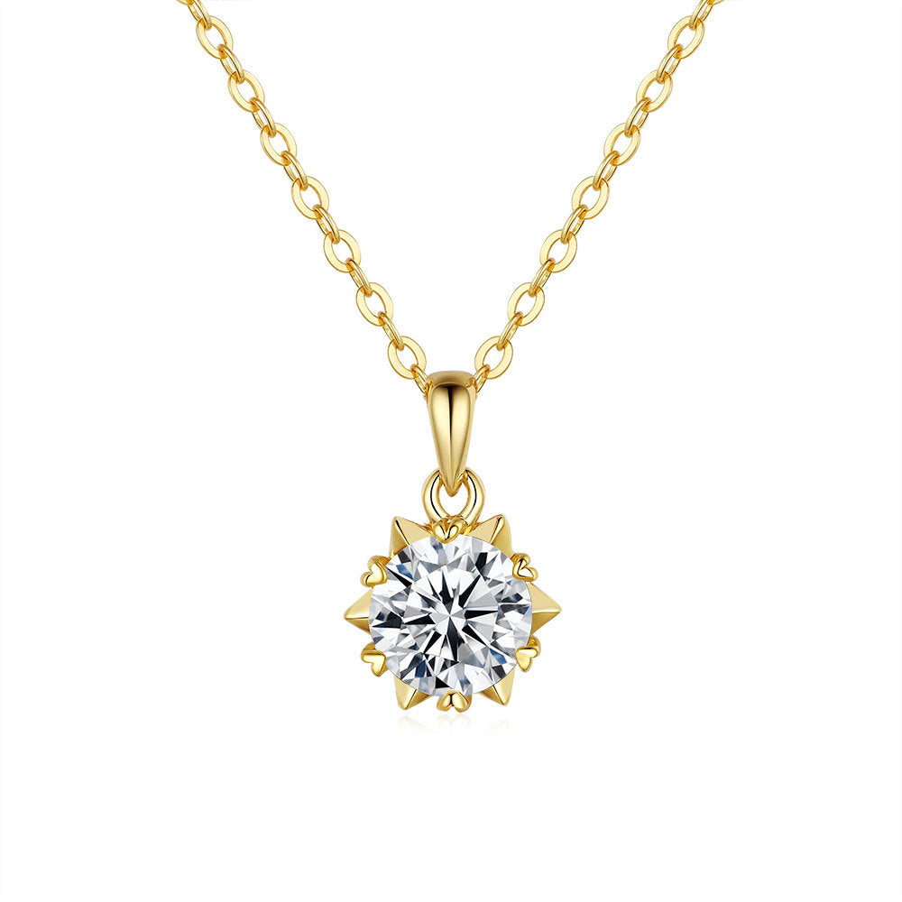 Starry Night 1 Carat Moissanite Diamond Pendant set in 18K Gold Plated 925 Silver (GRA)