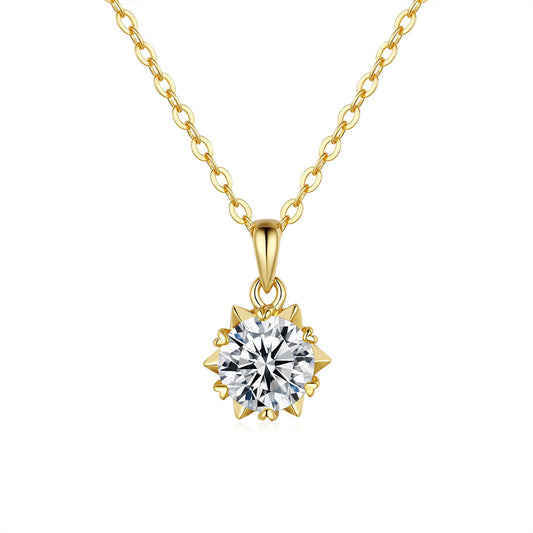 Starry Night 1 Carat Moissanite Diamond Pendant Necklace set in 18K Gold Plated 925 Silver (GRA)