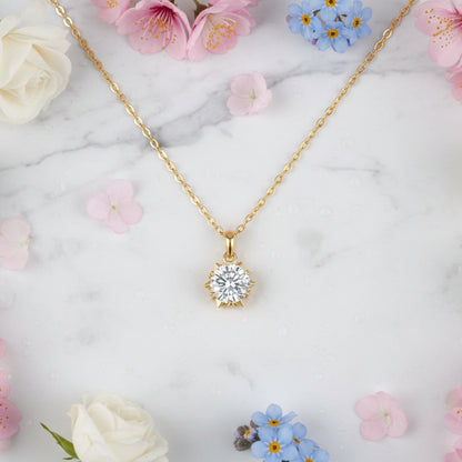 Starry Night 1 Carat Moissanite Pendant Necklace set in 18K Gold Plated 925 Silver (GRA) Capella Jewellery