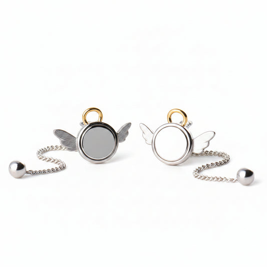 Modern Korean Inspired Guardian Angel Design Earrings set in 925 Pure Sterling Silver