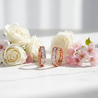 Modern Italian Inspired Hoop Natural Zircon Gemstone Earrings set in 18K Gold Plated 925 Sterling Silver Capella Jewellery