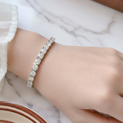 Italian Inspired Tennis Bracelet Full 0.5 Carat Moissanite set in 18K White Gold 925 Silver (GRA) Capella Jewellery