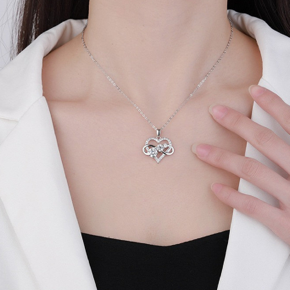 Modern Heart Pendant 1.8 Carat Moissanite Diamond Love Necklace set in 925 Silver (GRA)