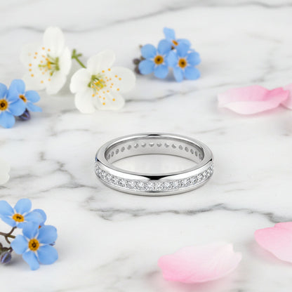 European Eternity Pavé Micro Inlay Natural Zircon Gemstone Ring set in 18K Gold Plated 925 Silver Capella Jewellery