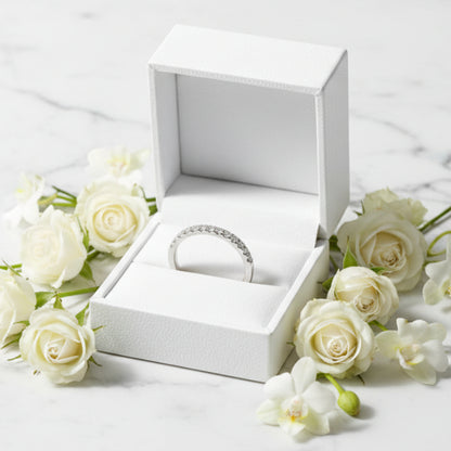 French 15 Row Eternity Ring 0.22 Carat Moissanite set in 18K White Gold Plated 925 Silver (GRA) Capella Jewellery