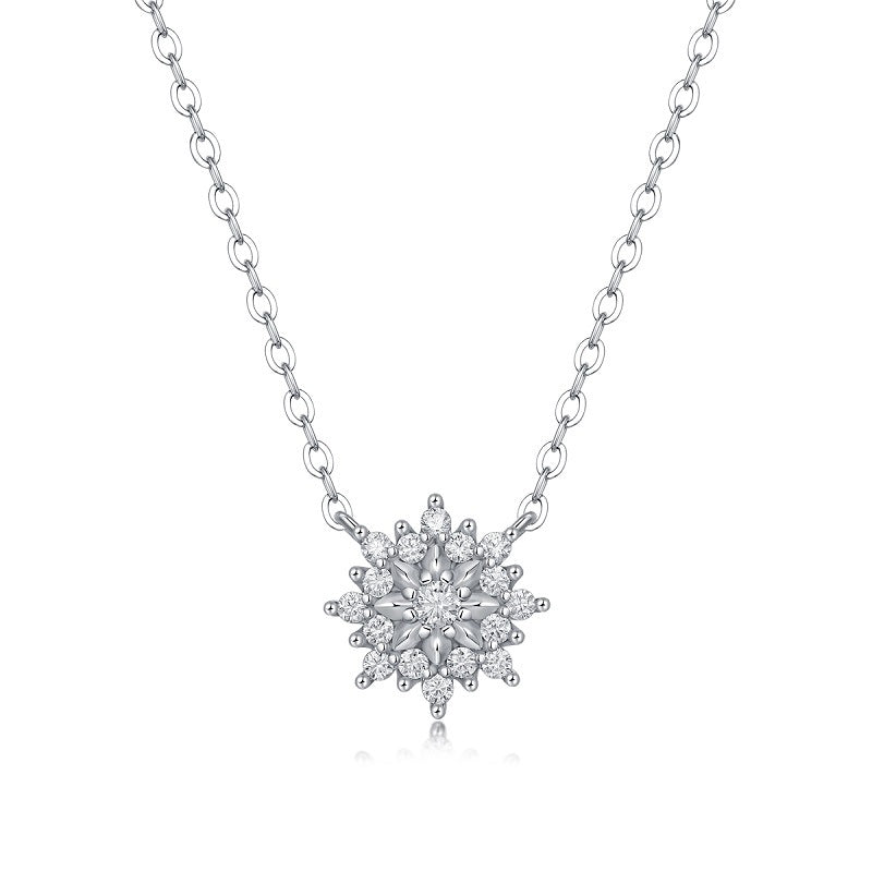 Snowflake 0.3 Carat Moissanite Diamond Necklace set in 18K White Gold Plated 925 Silver