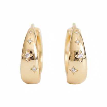 Beautiful Starry Sky Micro Inlay Natural Zircon Gemstone Earrings set in 18K Gold Plated 925 Silver Capella Reya pic 1