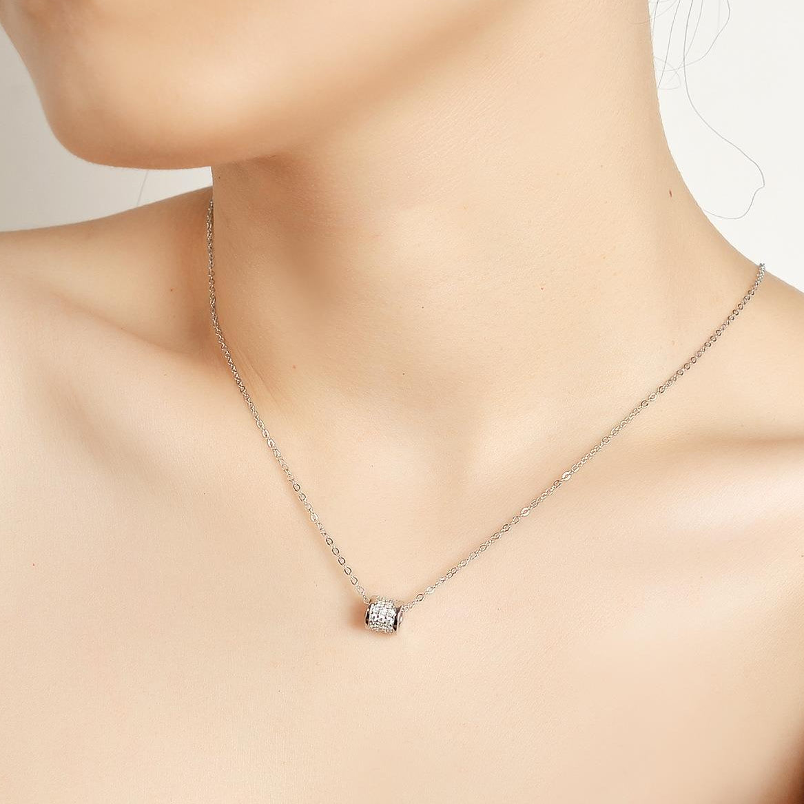 Beijing Inspired Design Micro Inlay 1 Carat Moissanite Diamonds Necklace set in 925 Silver (GRA)
