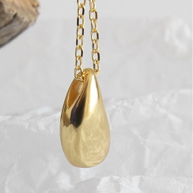 Simple Pear Drop French Design Pendant set in 18K Gold Plated 925 Sterling Silver Necklace