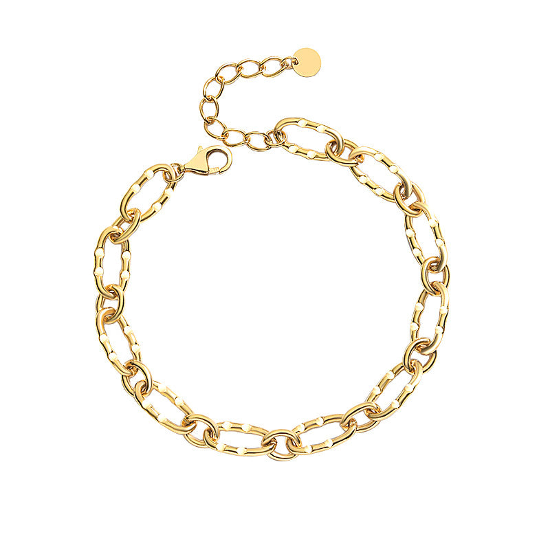 American Hip Hop Bold Design Bracelet set in 18K Gold Plated 925 Sterling Silver