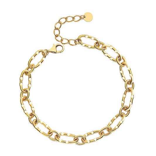 American Hip Hop Inspired Bold Design Bracelet set in 18K Gold Plated 925 Sterling Silver