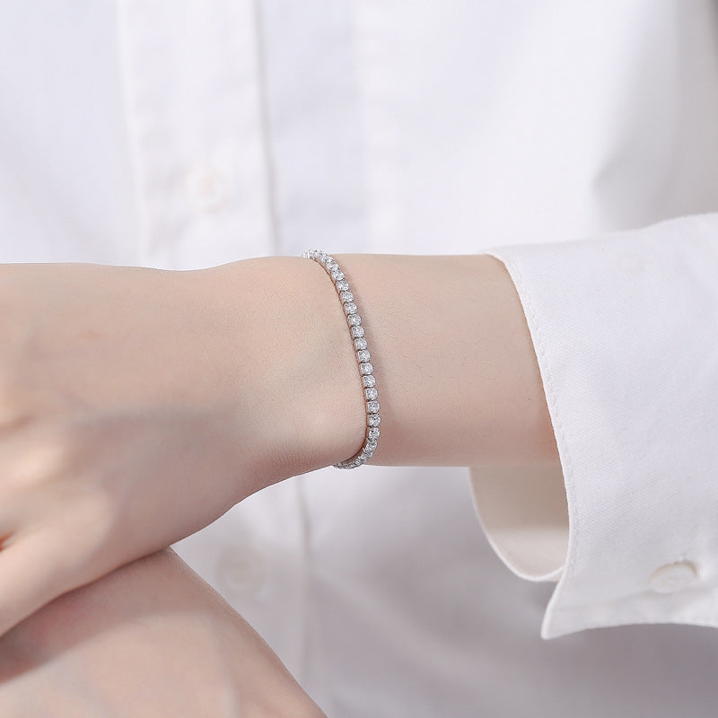 French Design Full Pavé Natural Zircon Gemstone Bracelet set in 18K Gold Plated 925 Silver