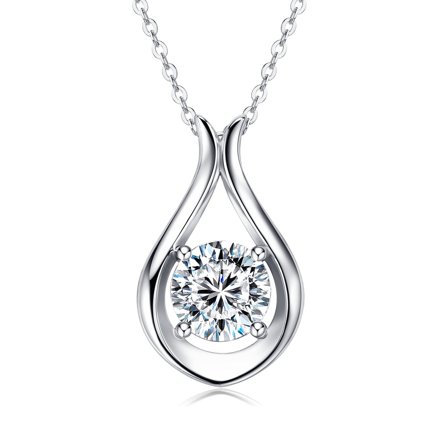 Italian Water Drop 2 Carat Moissanite Pendant set in 18K White Gold Plated 925 Silver (GRA) Capella Jewellery