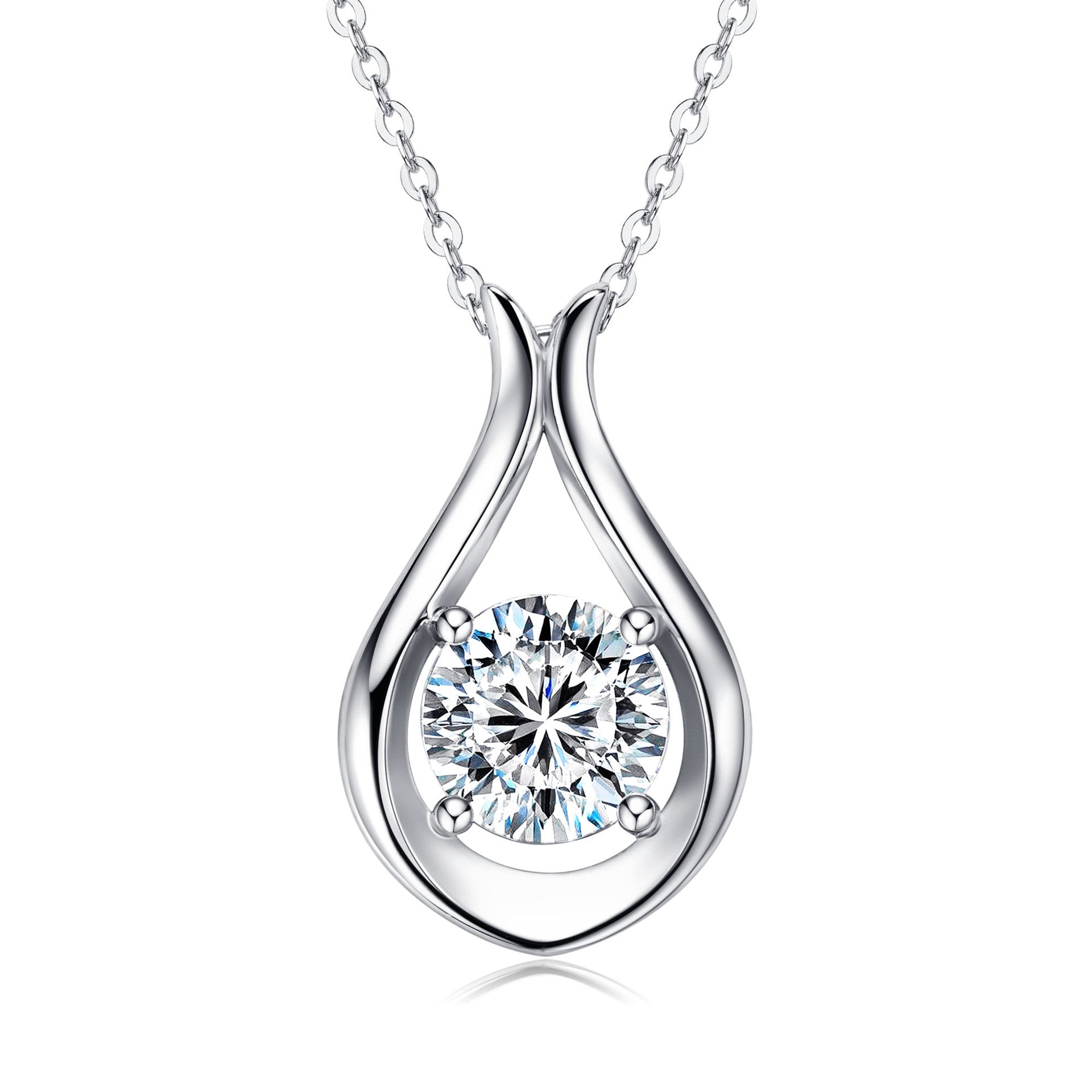 Italian Water Drop 2 Carat Moissanite Diamond Pendant set in 18K Gold Plated 925 Silver (GRA)