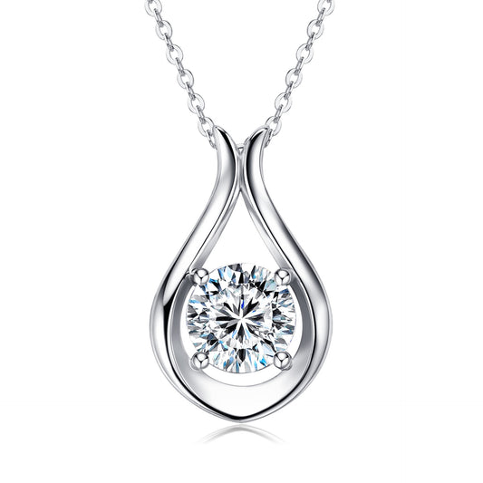 Italian Water Drop 2 Carat Moissanite Diamond Pendant set in 18K White Gold Plated 925 Silver (GRA)
