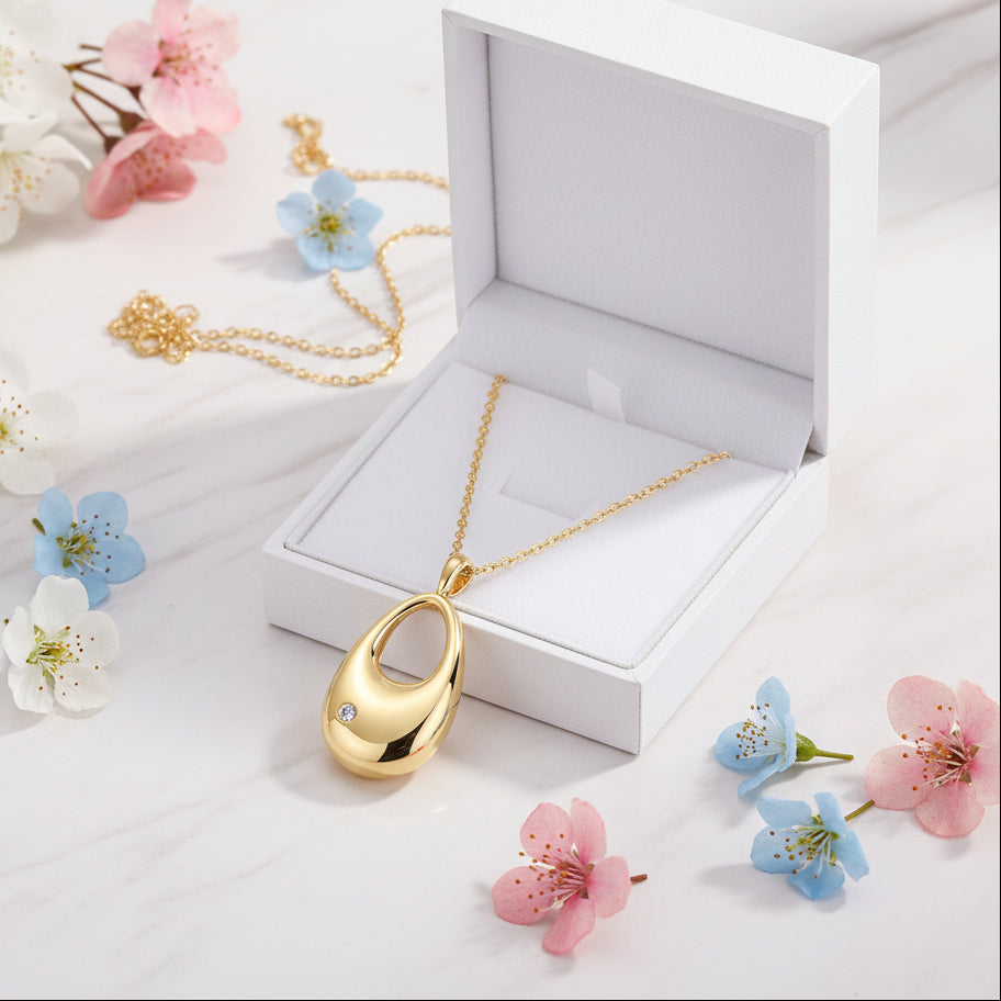Italian Golden Waterdrop Design Moissanite Diamond Pendant set in 18K gold Plated 925 Silver (GRA)