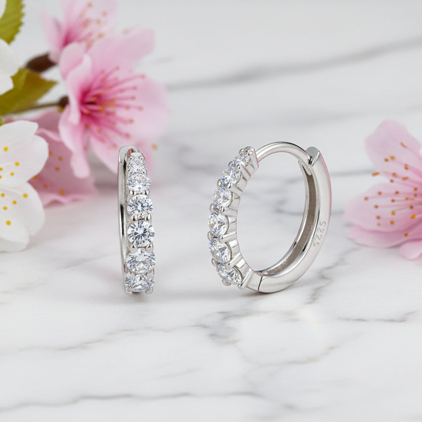 Italian Cascade 0.4 Carat Moissanite Diamond Earrings set in Platinum Plated 925 Silver (GRA)