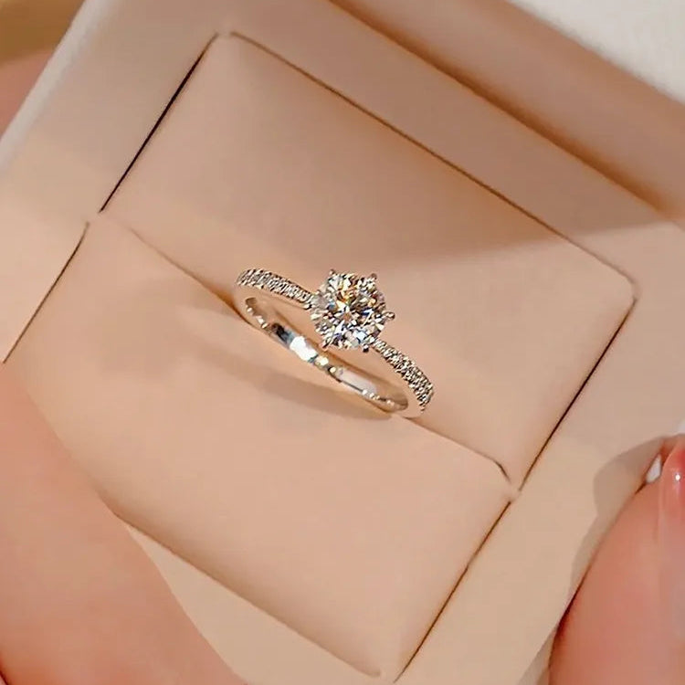 European Engagement Ring Design 3 Carat Moissanite Diamond set in Platinum Plated 925 Silver (GRA)