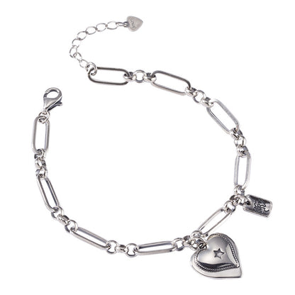 European Loving Heart Paper Clip Chain Bracelet set in Premium 925 Sterling Silver Capella Jewellery