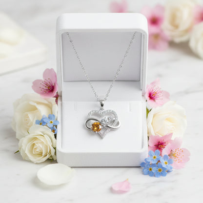 Modern Heart Pendant 1.8 Carat Moissanite Love Necklace set in Platinum Plated 925 Silver (GRA) Capella Jewellery