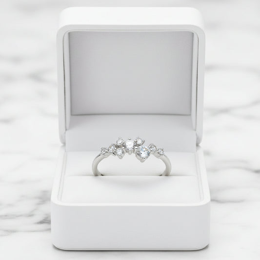 Constellation Stars 0.3 Carat Moissanite Diamond Ring set in 18K White Gold Plated 925 Silver (GRA)