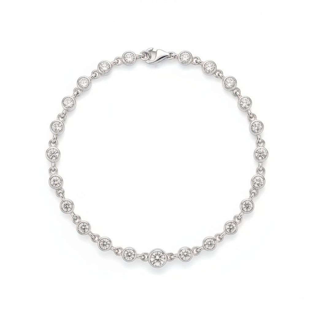 Modern French Design 0.9 Carat Moissanite Diamond Bracelet Set in 925 Silver (GRA)