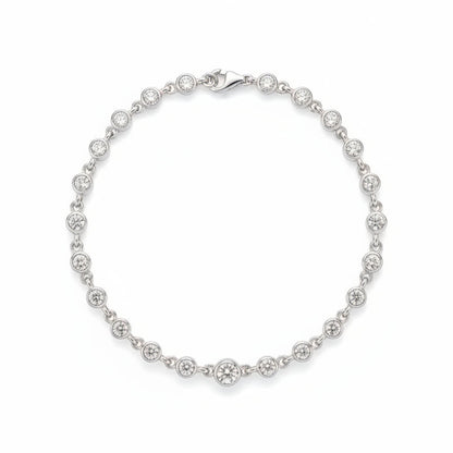 French Luxurious Bracelet 0.9 Carat Moissanite set in 18K White Gold Plated 925 Silver (GRA) Capella Jewellery
