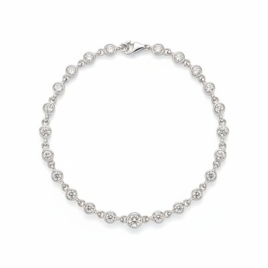 French Luxurious Bracelet 0.9 Carat Moissanite Diamond set in 18K White Gold Plated 925 Silver (GRA)