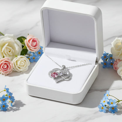 Modern Heart Pendant 1.8 Carat Moissanite Love Necklace set in Platinum Plated 925 Silver (GRA) Capella Jewellery