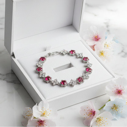 European Stars and Flowers Inlaid Natural Zircon Gemstone Bracelet set in Platinum Plating Capella Jewellery