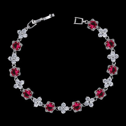 European Stars and Flowers Inlaid Natural Zircon Gemstone Bracelet set in Platinum Plating Capella Jewellery