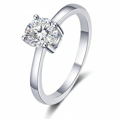 Italian Four-Claw Oval Solitaire 1 Carat Moissanite Ring in 18K White Gold 925 Silver (GRA) Capella Jewellery