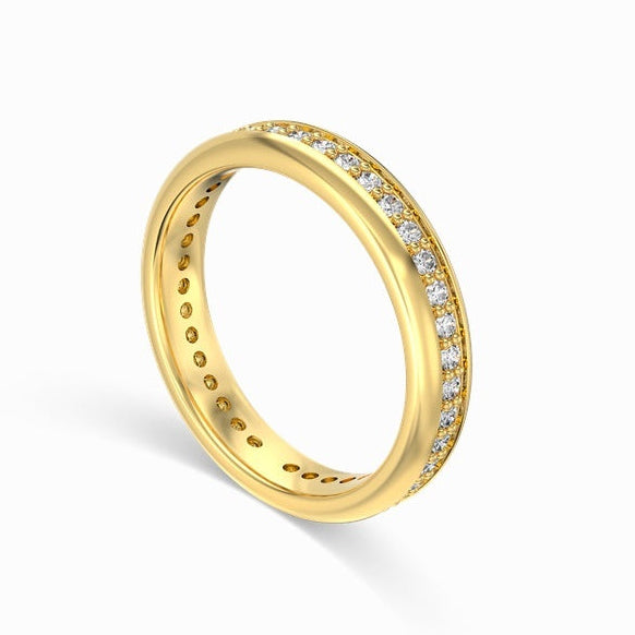 European Eternity Pavé Micro Inlay Natural Zircon Gemstone Ring set in 18K Gold 925 Silver