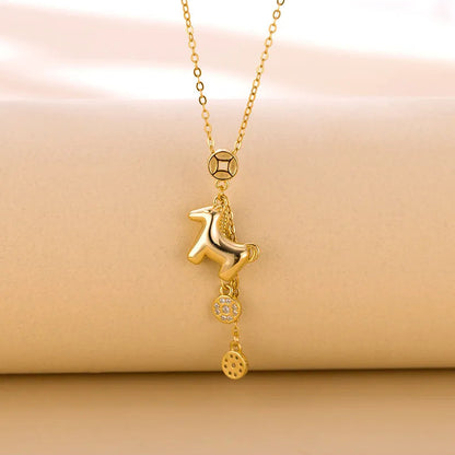 Italian Lucky Pony Natural Zircon Gemstone Necklace set in 18K Gold Plated 925 Sterling Silver Capella Jewellery
