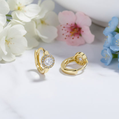 Italian Square / Round Design Natural Zircon Gemstone Earrings set in Platinum Plated 925 Silver Capella Jewellery