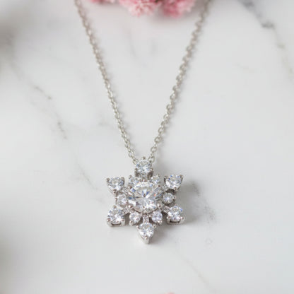 Winter Snowflake Pendent 1.8 Carat Moissanite Necklace set in 18K Gold Plated 925 Silver (GRA) Capella Jewellery