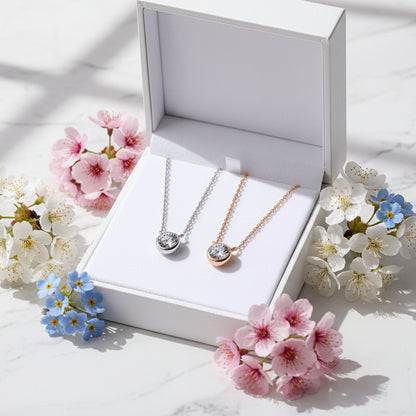 Modern Round Pendant 1 Carat Moissanite set in 18K White Gold Plated 925 Silver (GRA) Capella Jewellery