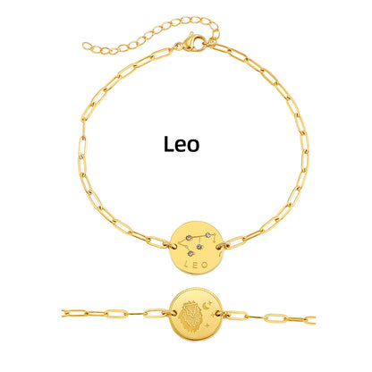 Twelve Constellation Stars Signs Micro Inlaid Natural Zircon Bracelet set in 18K Gold Plating Capella Jewellery