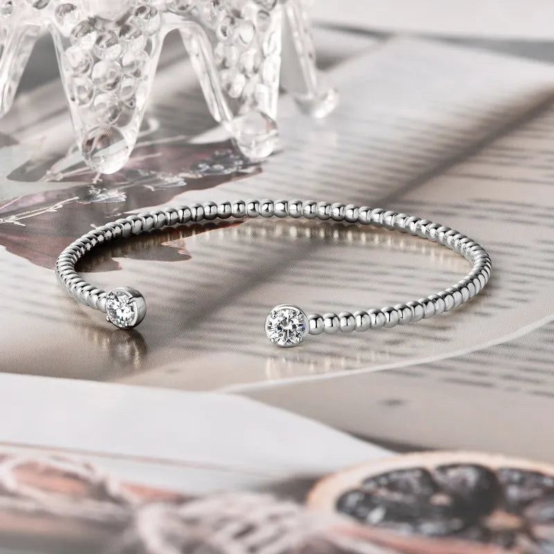 Italian Twist Bangle 1 Carat Moissanite Bracelet Set in Platinum Gold Plated 925 Silver (GRA) Capella Jewellery