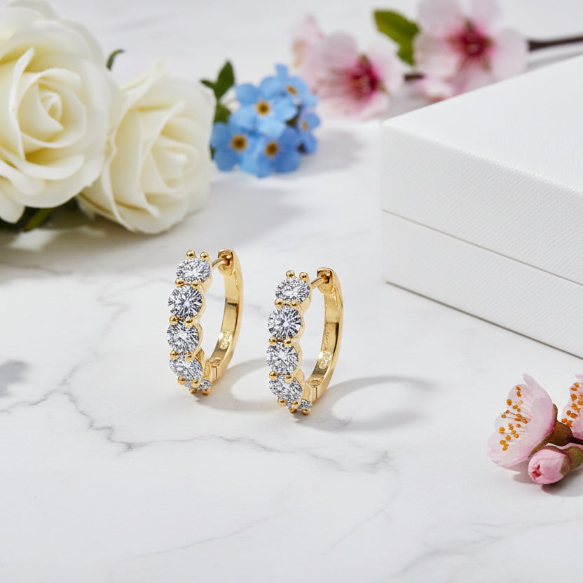 Five Cascade 3 Carat Moissanite Diamond Earrings set in 18K White Gold Plated 925 Silver (GRA)