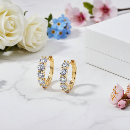 French Five Cascade 3 Carat Moissanite Earrings set in 18K White Gold Plated 925 Silver (GRA) Capella Reya front facing 