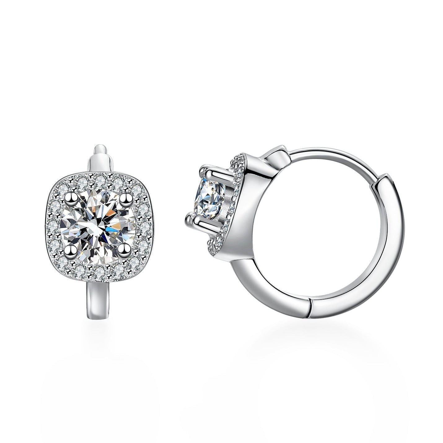 Beijing Modern Design 2 Carat Moissanite Diamond Earrings set in 925 Sterling Silver (GRA)