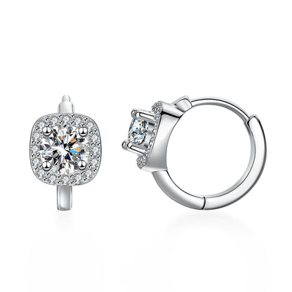 Beijing Modern Design 2 Carat Moissanite Earrings set in Platinum Plated 925 Silver (GRA) Capella Reya pic 1