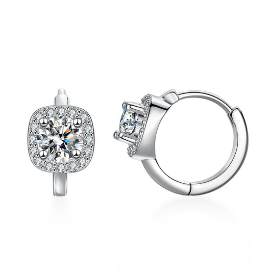 Beijing Modern Design 2 Carat Moissanite Diamond Earrings set in Platinum Plated 925 Silver (GRA)